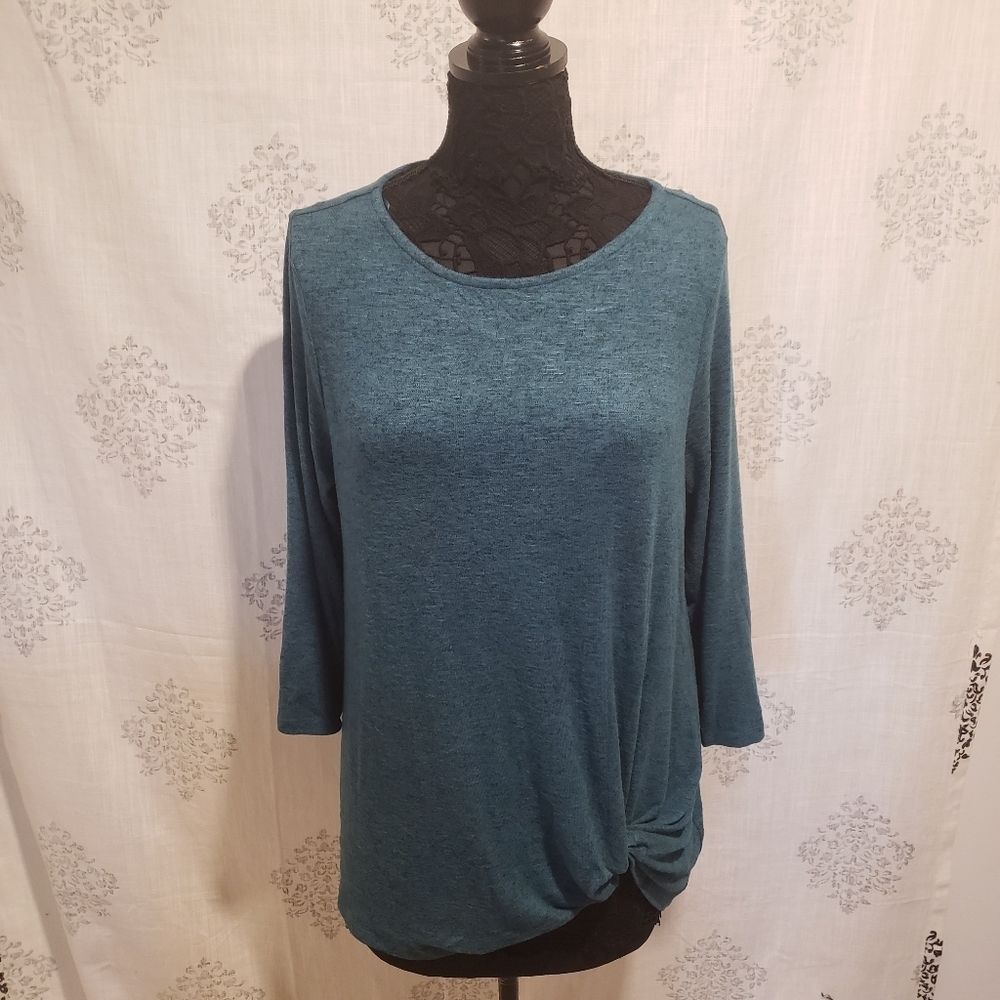 𝅺Chelsea‎ & Theodore Women's 3/4 Sleeve Knot Top Shirt (NEW)